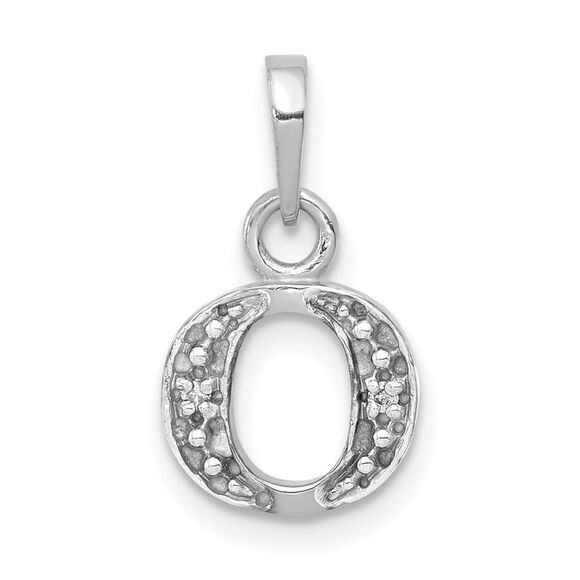 Kazi Luxury 14k White Gold Rhodium-plated Diamond Letter O Initial Pendant